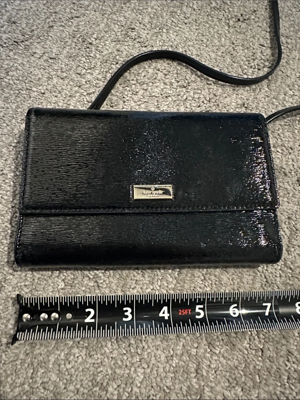 kate spade Black Patent Crossbody with Gold Plaque